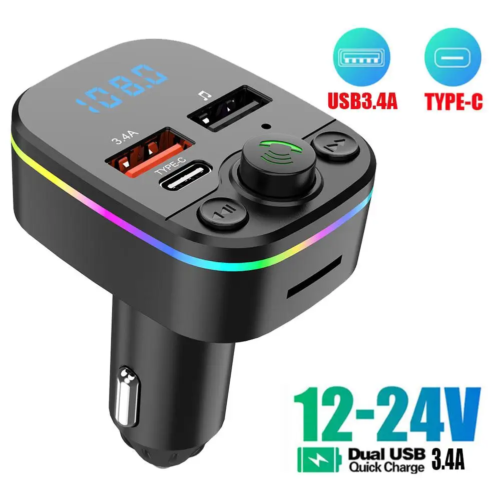 Wireless FM Radio Kit Bluetooth 5.0 Car FM Transmitter Light Handsfree And Colorful With Ambient Play MP3 Modulator R2Q2
Wireless FM Radio Kit Bluetooth 5.0 Car FM Transmitter Light Handsfree And Colorful With Ambient Play MP3 Modulator R2Q2