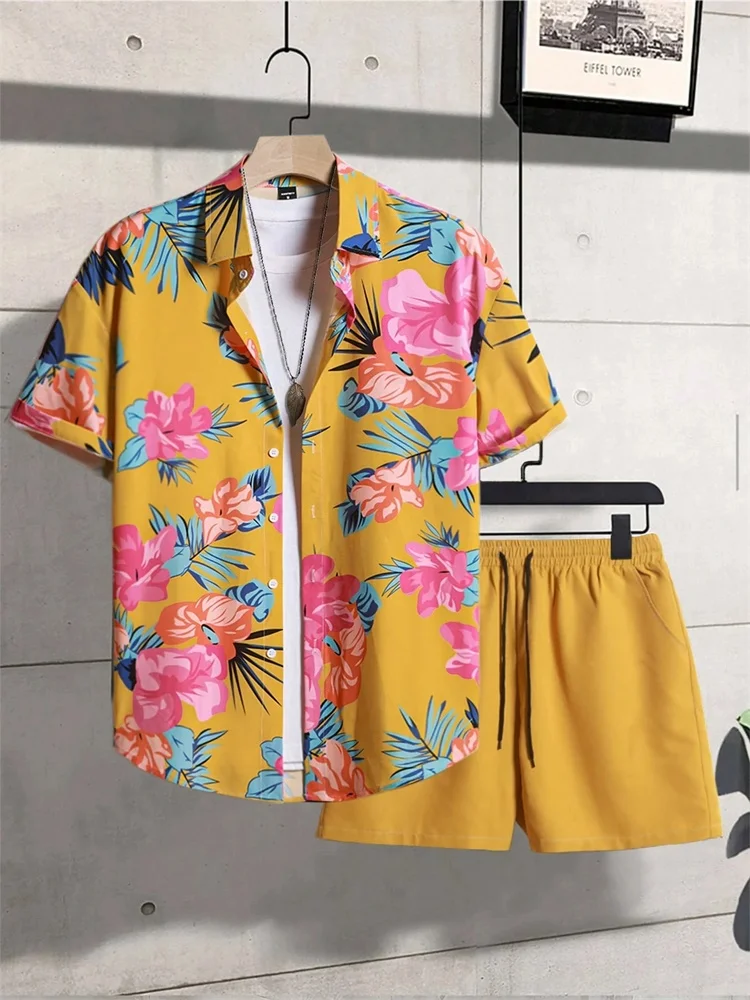 Men's Short-sleeved Shirt Set Tropical Retro Floral Printed Solid-color Shorts Casual Fashionable And Daily
Men's Short-sleeved Shirt Set Tropical Retro Floral Printed Solid-color Shorts Casual Fashionable And Daily