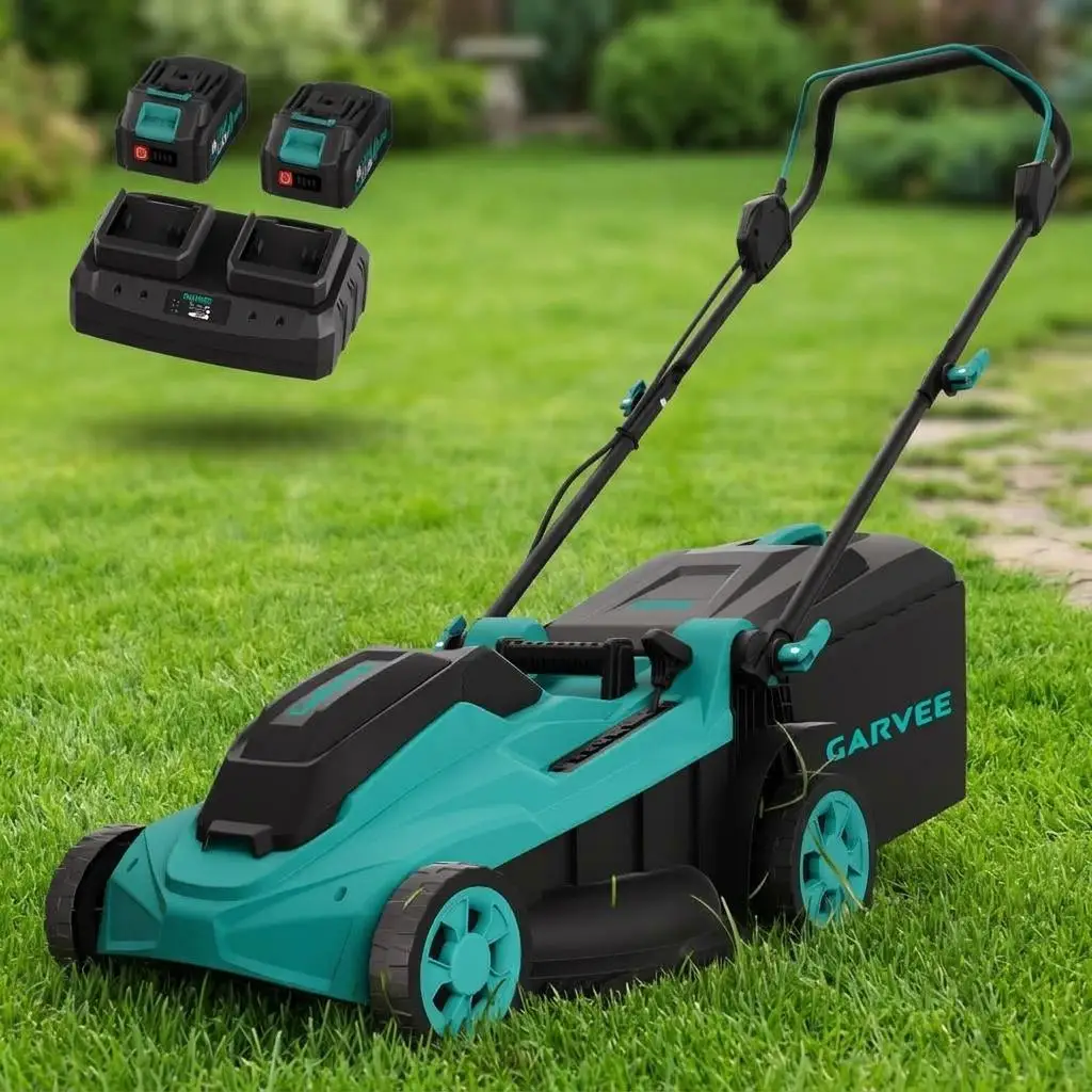 17-inch Cordless Lawn Mower, Electric Push Mower with 2×20V 4.0Ah Batteries,Dual Charger, Grass Collection Bag & Foldable Handle
17-inch Cordless Lawn Mower, Electric Push Mower with 2×20V 4.0Ah Batteries,Dual Charger, Grass Collection Bag & Foldable Handle