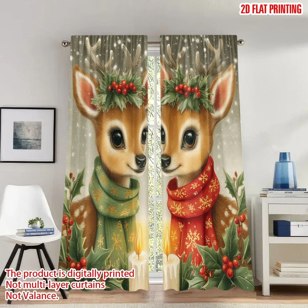 2pcs 2D flat printing Fashionable Christmas curtains Christmas Reindeer Holly Candles Digital Printed Polyester Drapes Holiday
2pcs 2D flat printing Fashionable Christmas curtains Christmas Reindeer Holly Candles Digital Printed Polyester Drapes Holiday