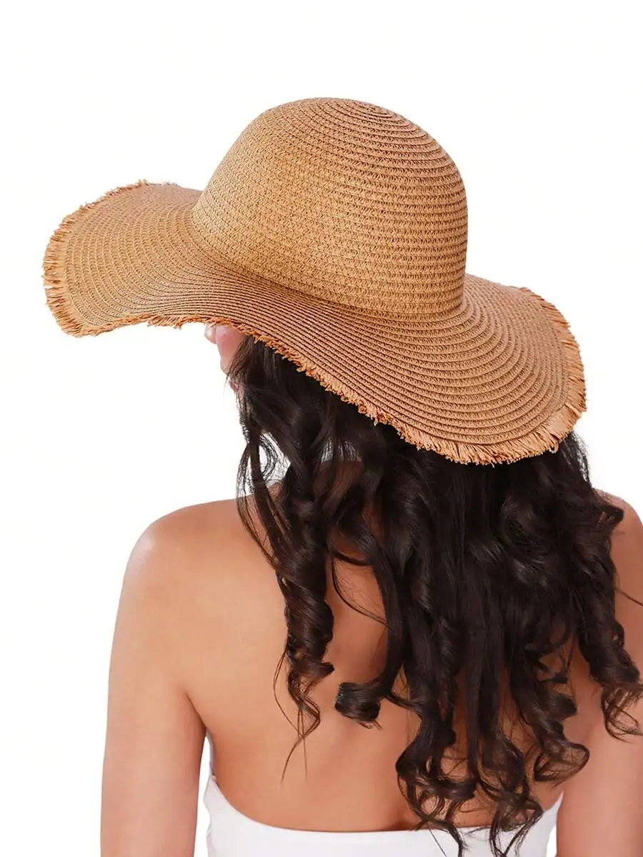 Wide Brim Straw Sun Hat With Frayed Edge For Women Beach Travel Summer
Wide Brim Straw Sun Hat With Frayed Edge For Women Beach Travel Summer