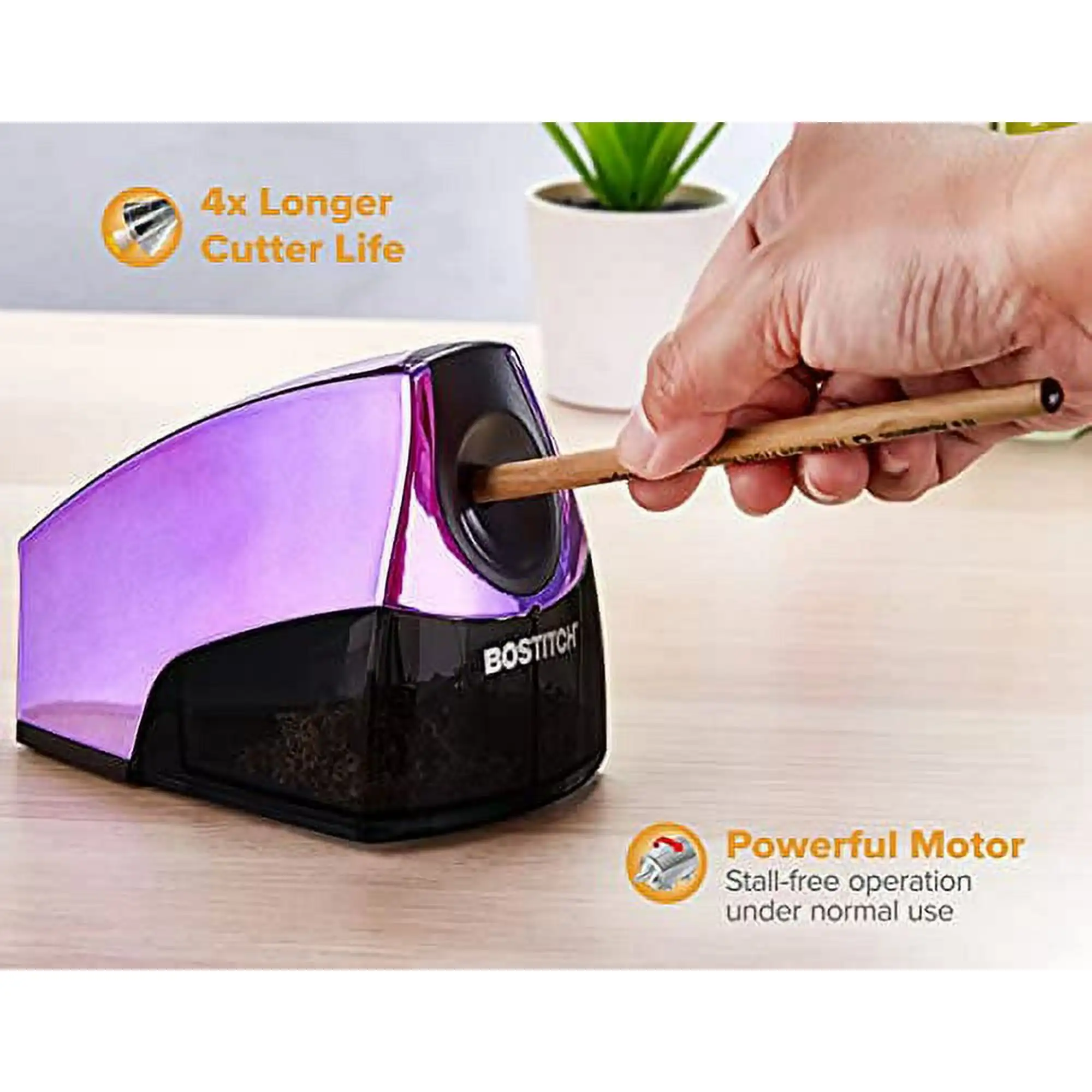 Bostitch Personal Electric Pencil Sharpener, Powerful Stall-Free Motor, High Capacity Shavings Tray, Metallic Purple
Bostitch Personal Electric Pencil Sharpener, Powerful Stall-Free Motor, High Capacity Shavings Tray, Metallic Purple