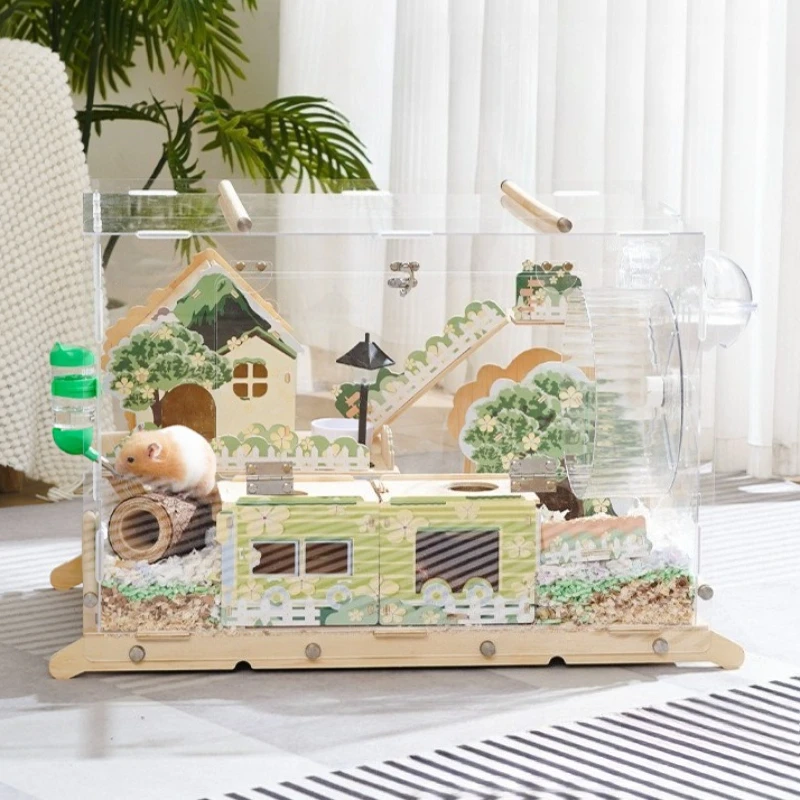 Acrylic Hamster Cage Wooden Golden Hamster Breeding Cage Luxury Breathable Small Pet Hamsters Box Animal House Habitat Hideout
Acrylic Hamster Cage Wooden Golden Hamster Breeding Cage Luxury Breathable Small Pet Hamsters Box Animal House Habitat Hideout