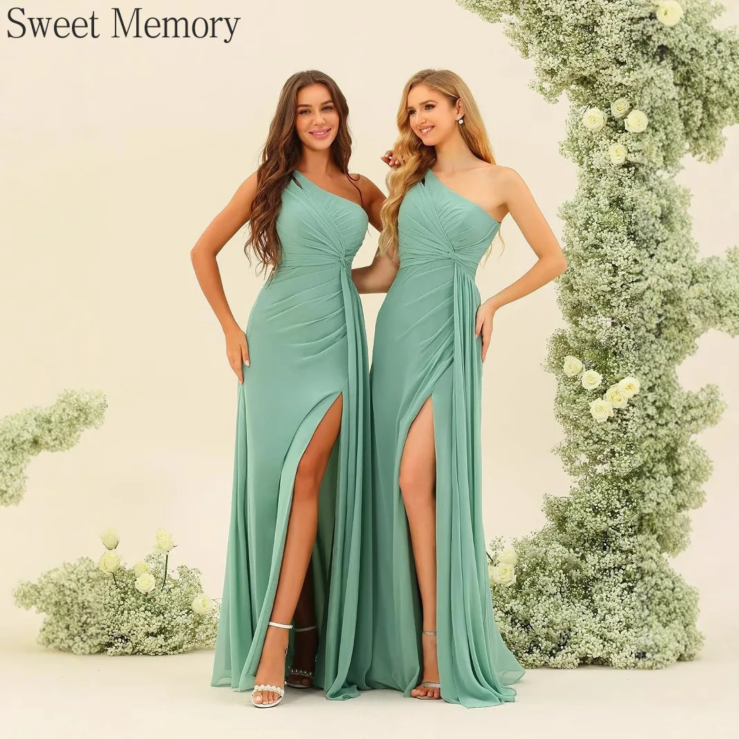 A4171 Customized One Shoulder Pleated Long Chiffon Plus Size Bridesmaid Dresses Sweet Memory 2025 High Slit Party Dress
A4171 Customized One Shoulder Pleated Long Chiffon Plus Size Bridesmaid Dresses Sweet Memory 2025 High Slit Party Dress