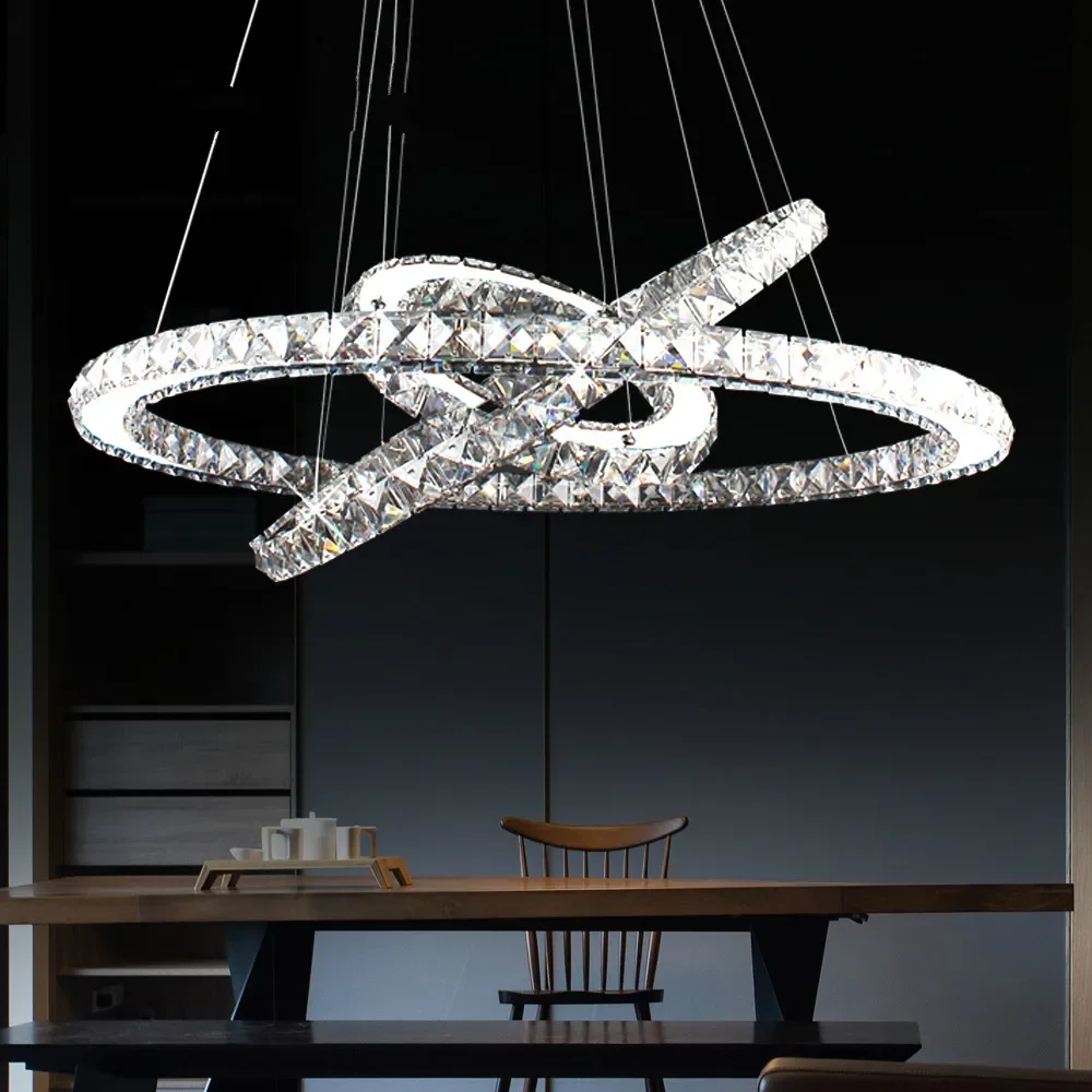 Crystal Chandelier 3 Ring Hanging Light K9 Stainless Steel Kitchen Lustre 90-265V Free Adjustable Fixture
Crystal Chandelier 3 Ring Hanging Light K9 Stainless Steel Kitchen Lustre 90-265V Free Adjustable Fixture