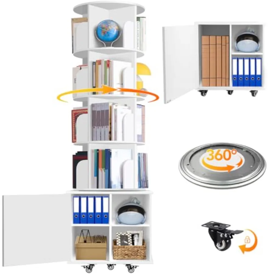 Rotating Bookshelf Spinning Bookshelf Tower 0° Revolving Bookcase with Storage Cabinet Corner Organizer Storage Round Carousel
Rotating Bookshelf Spinning Bookshelf Tower 0° Revolving Bookcase with Storage Cabinet Corner Organizer Storage Round Carousel