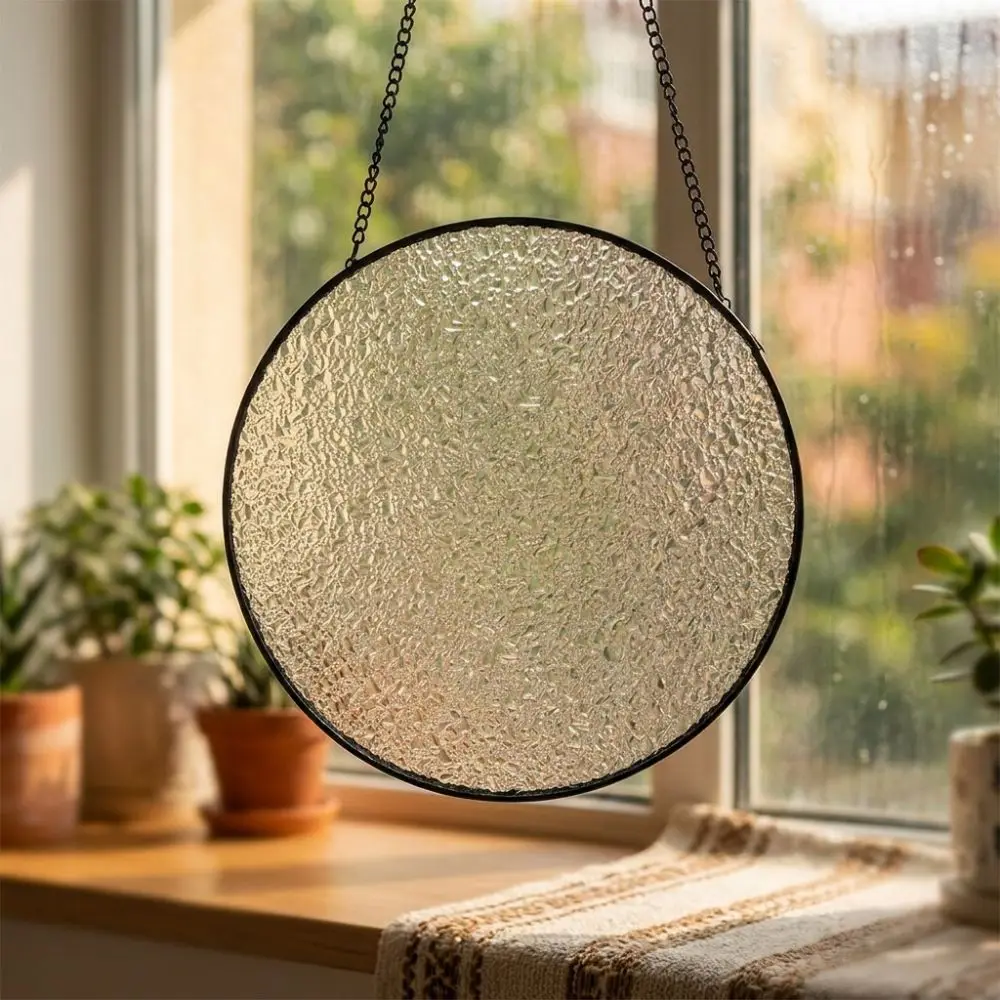 Round Blank Textured Glass Sun Catcher DIY Art Painting Metal Wrapped Edge Suncatcher Home Decor with Hanging Chain
Round Blank Textured Glass Sun Catcher DIY Art Painting Metal Wrapped Edge Suncatcher Home Decor with Hanging Chain
