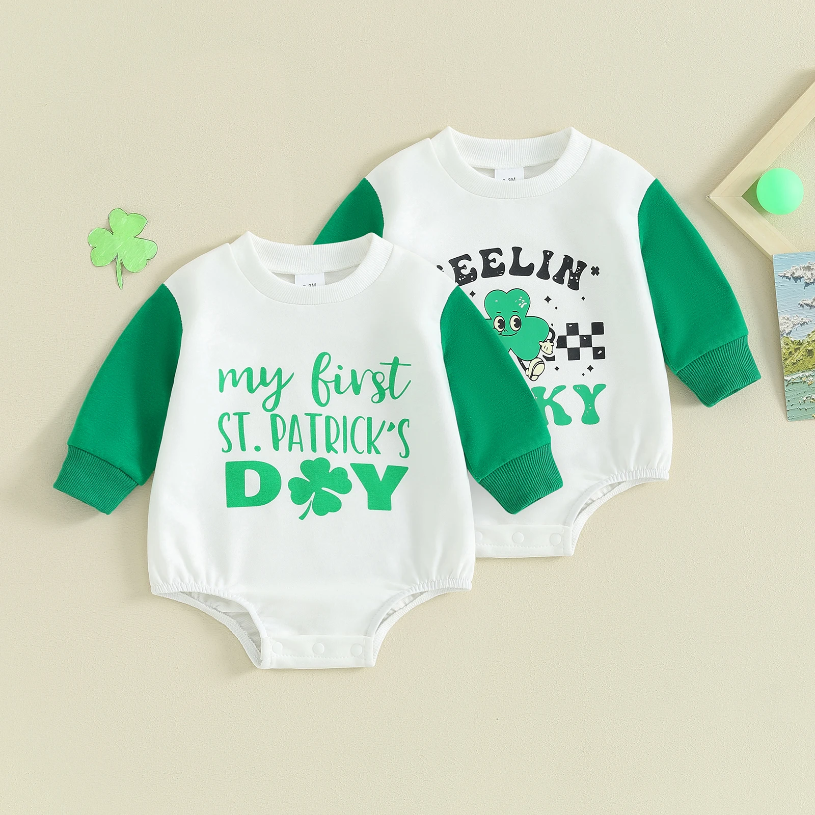 Baby Sweatshirt Romper Clothes Long Sleeve Crew Neck Shamrock Letters Print Bodysuit St. Patrick 's Day Outfit for Girls Boys
Baby Sweatshirt Romper Clothes Long Sleeve Crew Neck Shamrock Letters Print Bodysuit St. Patrick 's Day Outfit for Girls Boys