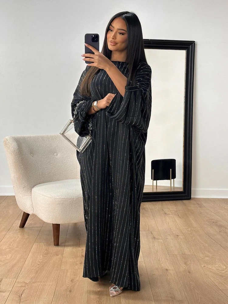 Dubai Spring/Summer Gathering Striped Dress Women Simple O-neck Abaya Long Sleeve Dresses Middle East Abaya Dress Islamic Robe
Dubai Spring/Summer Gathering Striped Dress Women Simple O-neck Abaya Long Sleeve Dresses Middle East Abaya Dress Islamic Robe