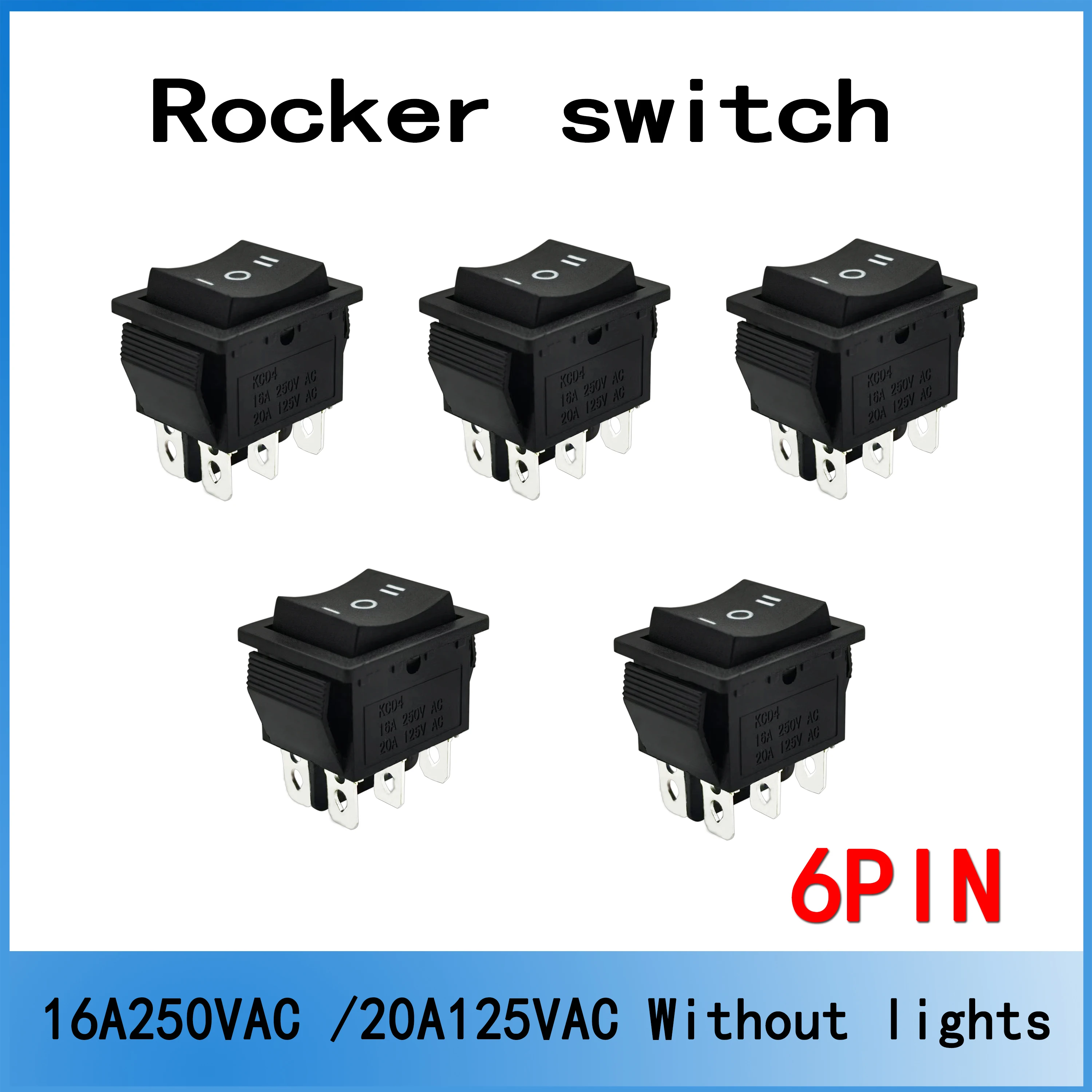 1-100PCS KCD4 Black Rocker Switch Power Switchs ON-OFF-ON 2/3 Position 6 Pins The arrow is Reset/Latch 16A 250VAC/ 20A 125VAC
1-100PCS KCD4 Black Rocker Switch Power Switchs ON-OFF-ON 2/3 Position 6 Pins The arrow is Reset/Latch 16A 250VAC/ 20A 125VAC