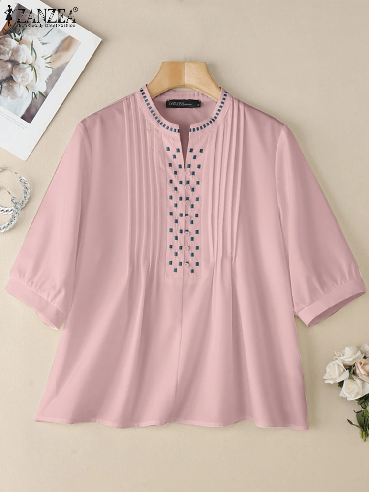 Casual Half Sleeve Summer Tops ZANZEA Women Blouse Embroidery Puff Sleeve O Neck Buttons Streetwear Blusas Solid Party OL Tunic
Casual Half Sleeve Summer Tops ZANZEA Women Blouse Embroidery Puff Sleeve O Neck Buttons Streetwear Blusas Solid Party OL Tunic