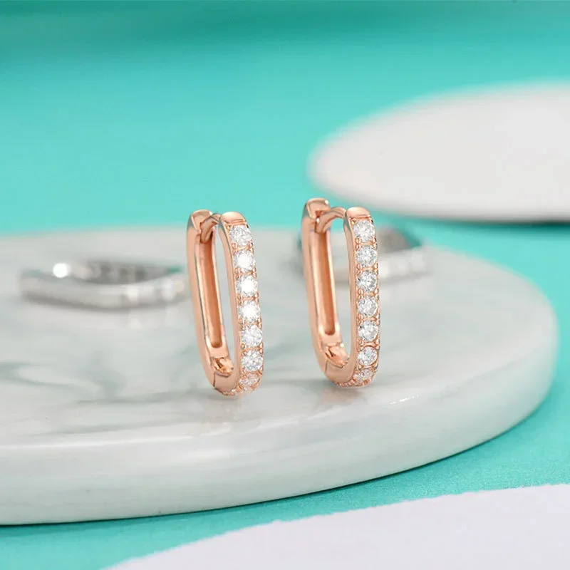 Rose Gold Earring 100% 925 Sterling Silver Real 0.2ct Moissanite Earring Hoops For Women Sparkling Wedding Party Fine Jewelry
Rose Gold Earring 100% 925 Sterling Silver Real 0.2ct Moissanite Earring Hoops For Women Sparkling Wedding Party Fine Jewelry