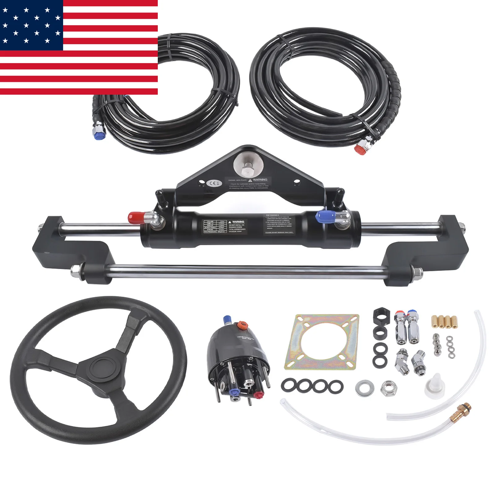 AP03 Hydraulic Directional Servo Kit 300HP Boat Steering Kit w/ 13.5" Steering Wheel for Single Engine Boats HK6400A-3 HO5124
AP03 Hydraulic Directional Servo Kit 300HP Boat Steering Kit w/ 13.5" Steering Wheel for Single Engine Boats HK6400A-3 HO5124
