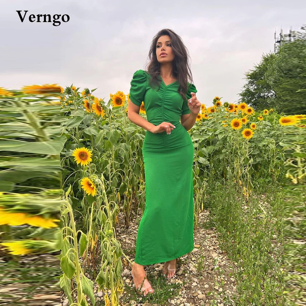 Verngo Vintage Green Women Formal Party Dresses Short Sleeves Modest V Neck Draped Ankle Length Evening Prom Gown Night Outfit
Verngo Vintage Green Women Formal Party Dresses Short Sleeves Modest V Neck Draped Ankle Length Evening Prom Gown Night Outfit