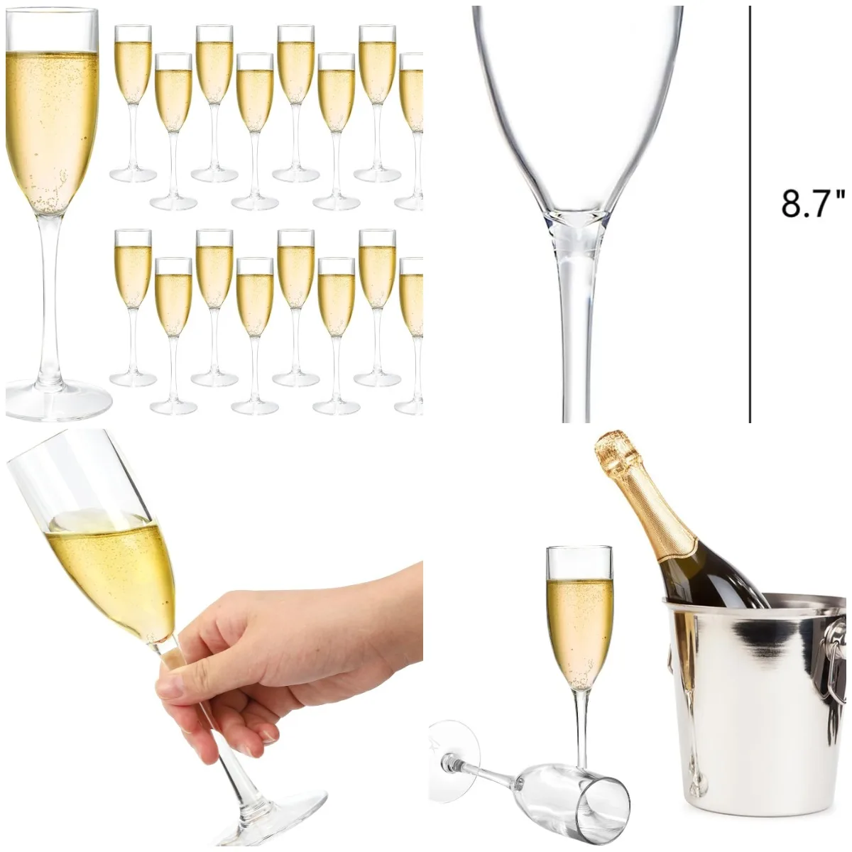 16-Pack Acrylic Champagne Flutes, 5 oz Clear Reusable Long-Stemmed Wedding Party Glasses
16-Pack Acrylic Champagne Flutes, 5 oz Clear Reusable Long-Stemmed Wedding Party Glasses