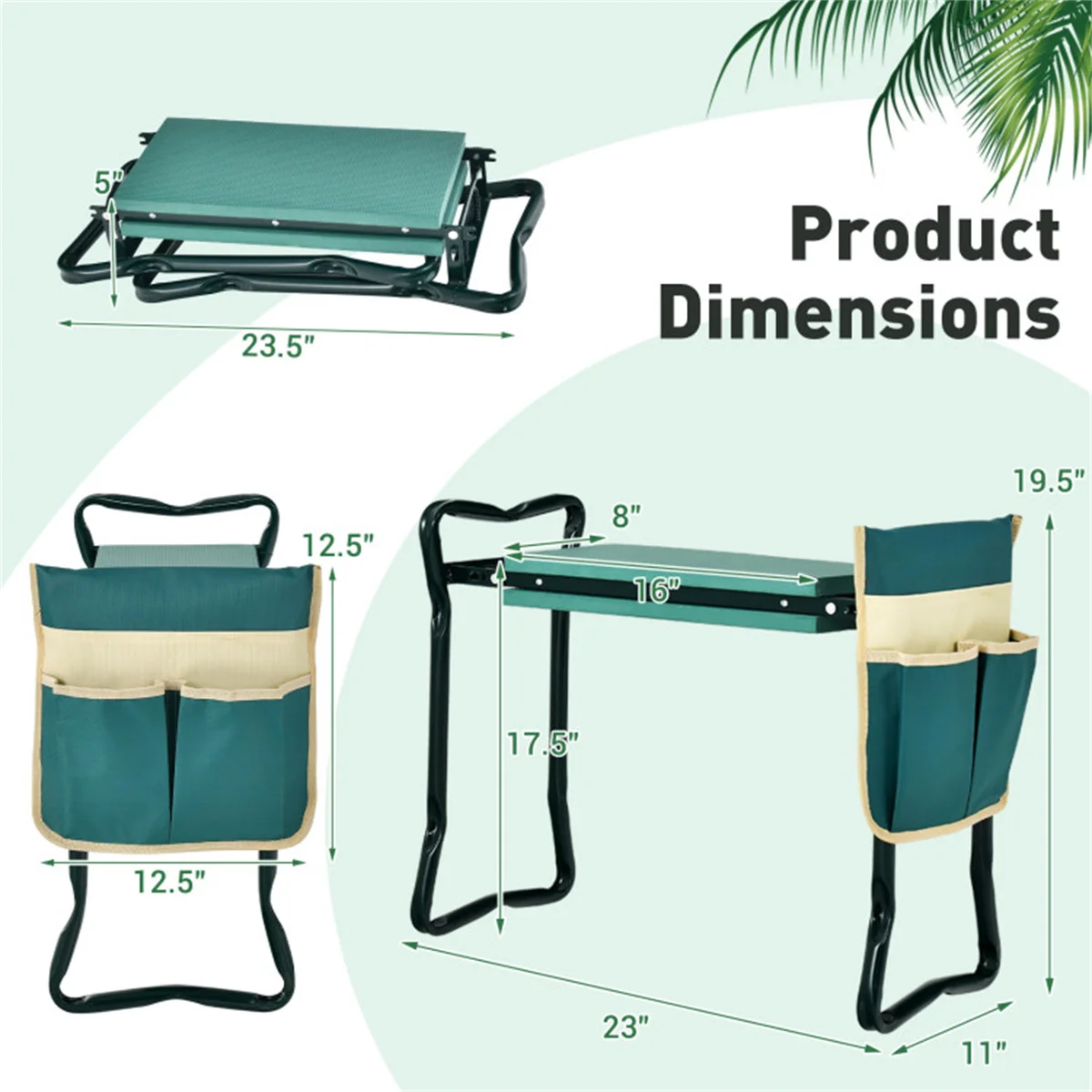 Green 2-in-1 Folding Garden Kneeler Stool, 300LBS Weight Capacity Gardening Bench with Built-in Tool Pouch, Soft Thick EVA Comfort Pad Portable Outdoor Planting Seat
Green 2-in-1 Folding Garden Kneeler Stool, 300LBS Weight Capacity Gardening Bench with Built-in Tool Pouch, Soft Thick EVA Comfort Pad Portable Outdoor Planting Seat