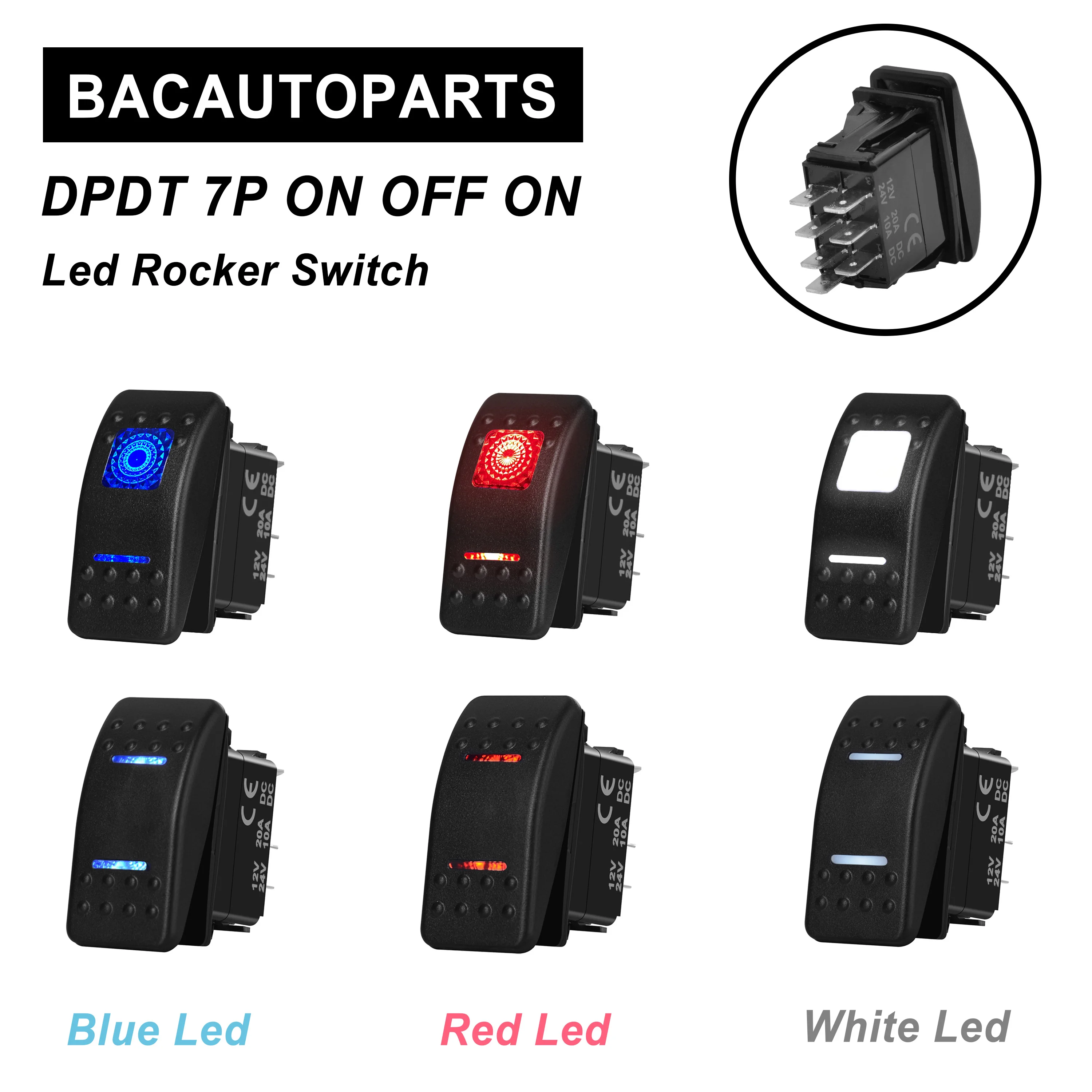 Blue/Red/White Dual Led Rocker Switch DPDT 7P ON OFF ON For Car Marine Boat NARVA Carling ARB Style Car Camper Accessories Parts
Blue/Red/White Dual Led Rocker Switch DPDT 7P ON OFF ON For Car Marine Boat NARVA Carling ARB Style Car Camper Accessories Parts