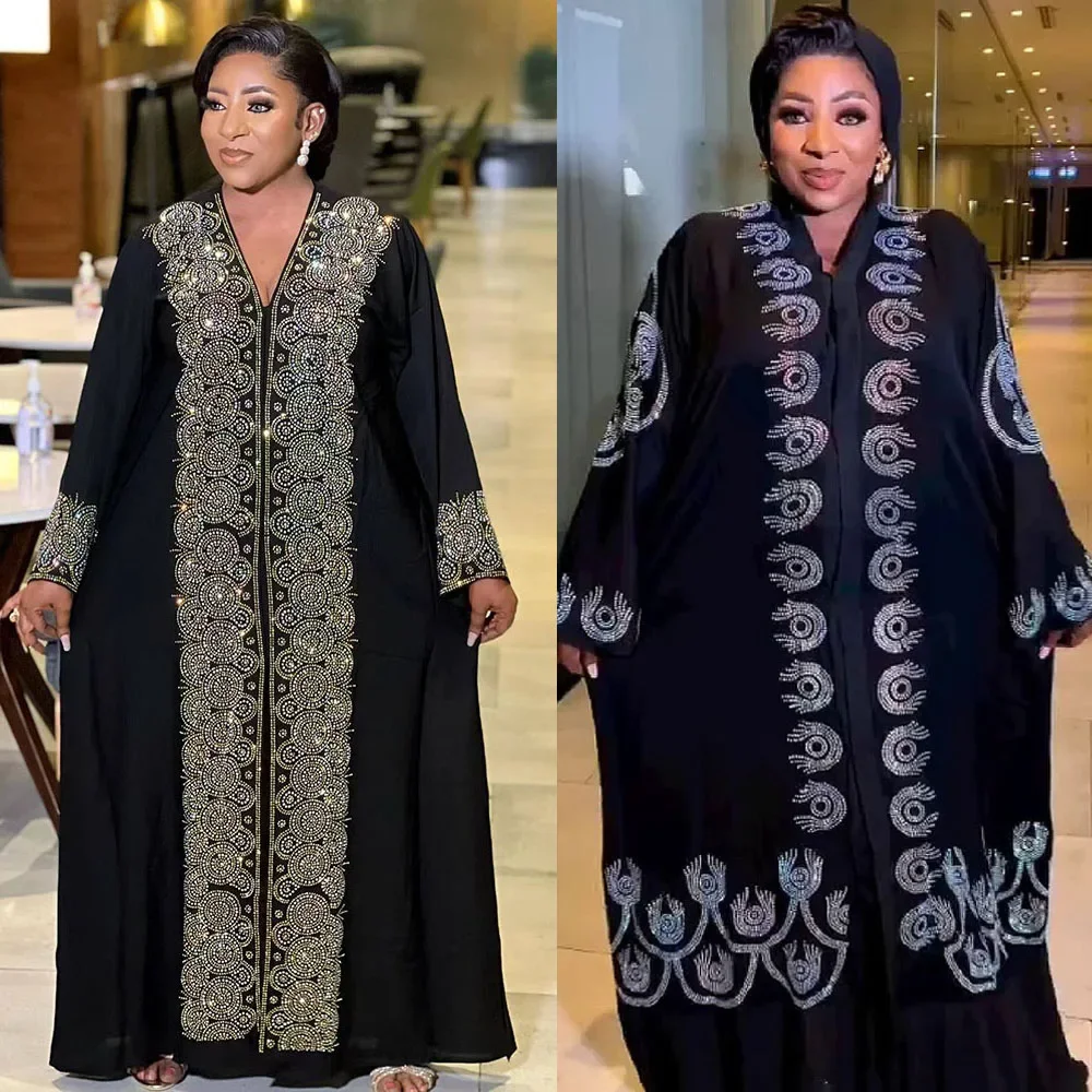 Black African Dresses for Women Diamonds Abaya Dubai Turkey Kaftan Africa Ankara Dashiki Boubou Traditional Clothing Robe Gown
Black African Dresses for Women Diamonds Abaya Dubai Turkey Kaftan Africa Ankara Dashiki Boubou Traditional Clothing Robe Gown