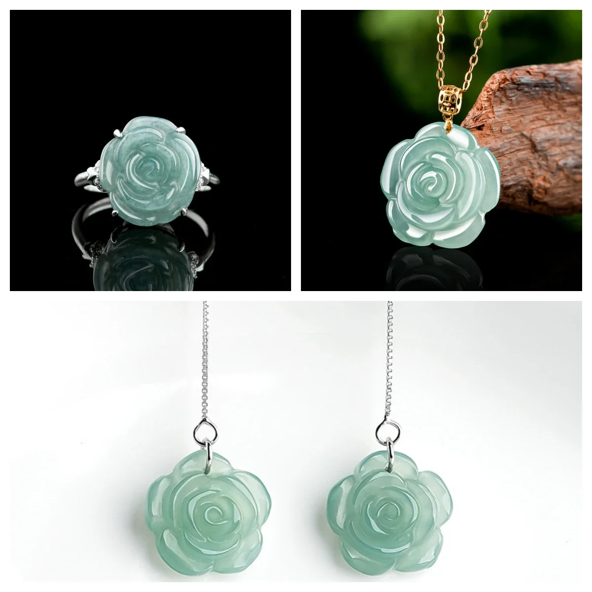 925 Silver Natural Emerald Jade Circular Rose Flower Beads Earrings Pendant Ring DIY Accessories Women Luck Gifts Jewelry
925 Silver Natural Emerald Jade Circular Rose Flower Beads Earrings Pendant Ring DIY Accessories Women Luck Gifts Jewelry