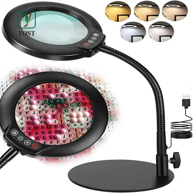 YOST-Flexible Gooseneck Lighted Magnifier With Stand 5 Color Modes Dimmable USB Reading Eye Protection Study Lamp
YOST-Flexible Gooseneck Lighted Magnifier With Stand 5 Color Modes Dimmable USB Reading Eye Protection Study Lamp