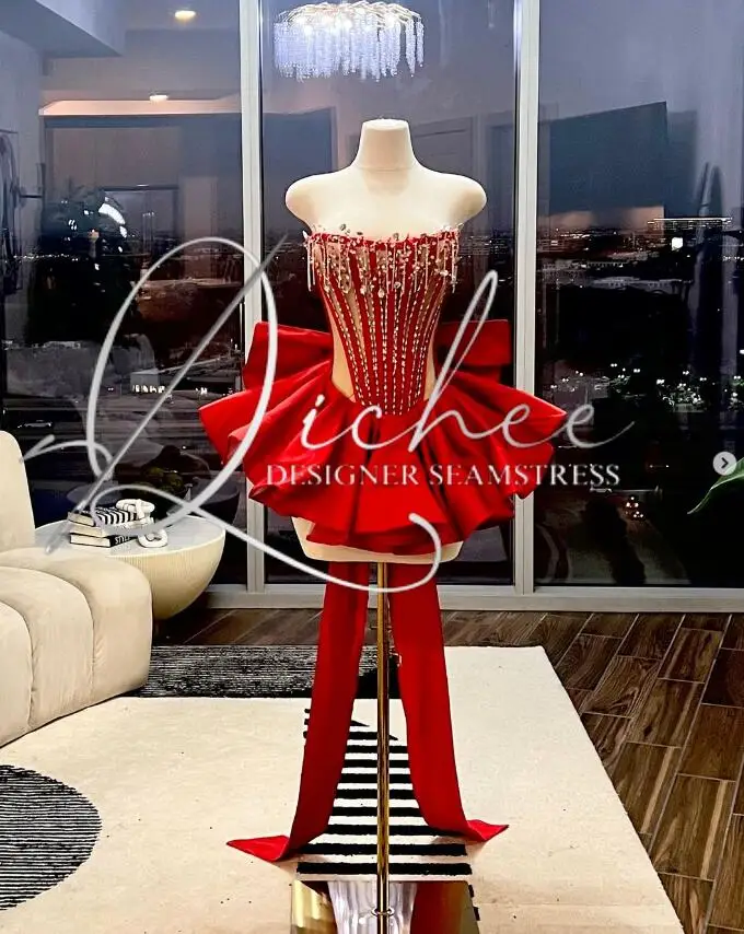 Red Sparkly Mini Evening Cocktail Dresses Luxury Diamond Boning Lace-up Corset Ruffles Short Prom Birthdday Gown Customsized
Red Sparkly Mini Evening Cocktail Dresses Luxury Diamond Boning Lace-up Corset Ruffles Short Prom Birthdday Gown Customsized