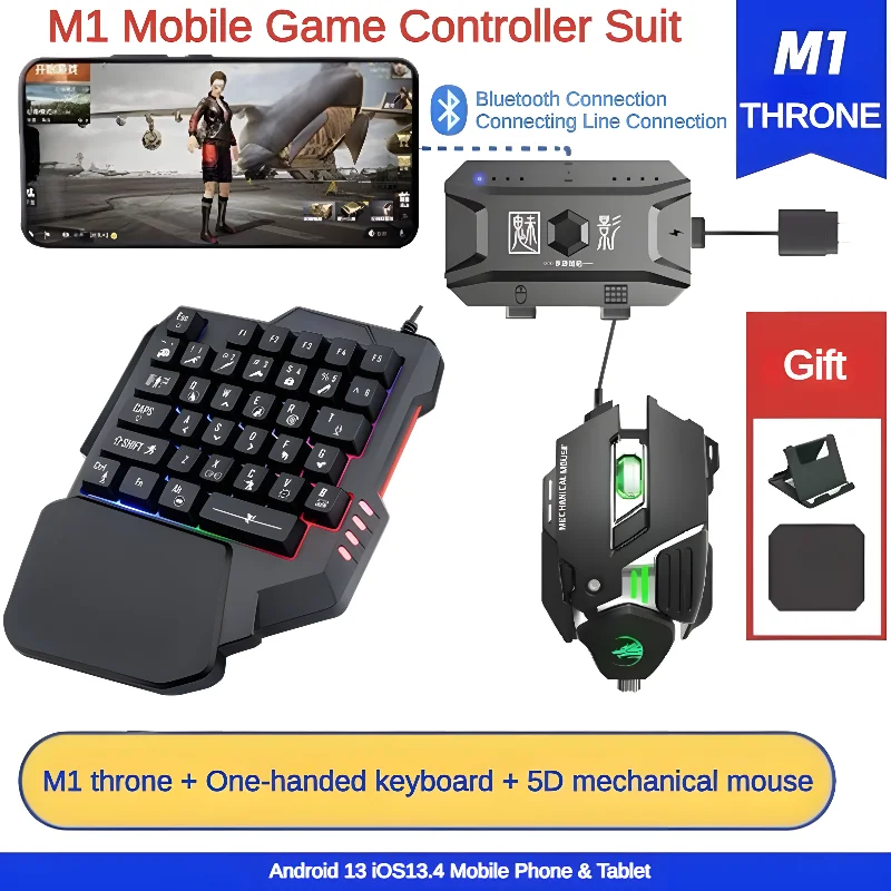 M1 Pro Mobile Game Controller 4 in 1 Mouse Keyboard Adapter Converter BT V5.0 Programmable Adapter Support IOS Android System
M1 Pro Mobile Game Controller 4 in 1 Mouse Keyboard Adapter Converter BT V5.0 Programmable Adapter Support IOS Android System