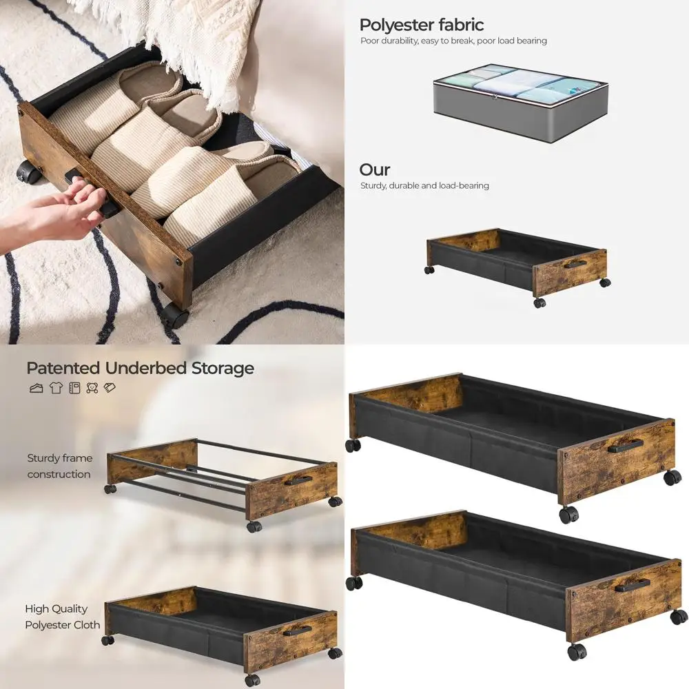 Rustic Brown Wooden Rolling Underbed Storage, 50L Capacity, Space-Saving Wheels
Rustic Brown Wooden Rolling Underbed Storage, 50L Capacity, Space-Saving Wheels