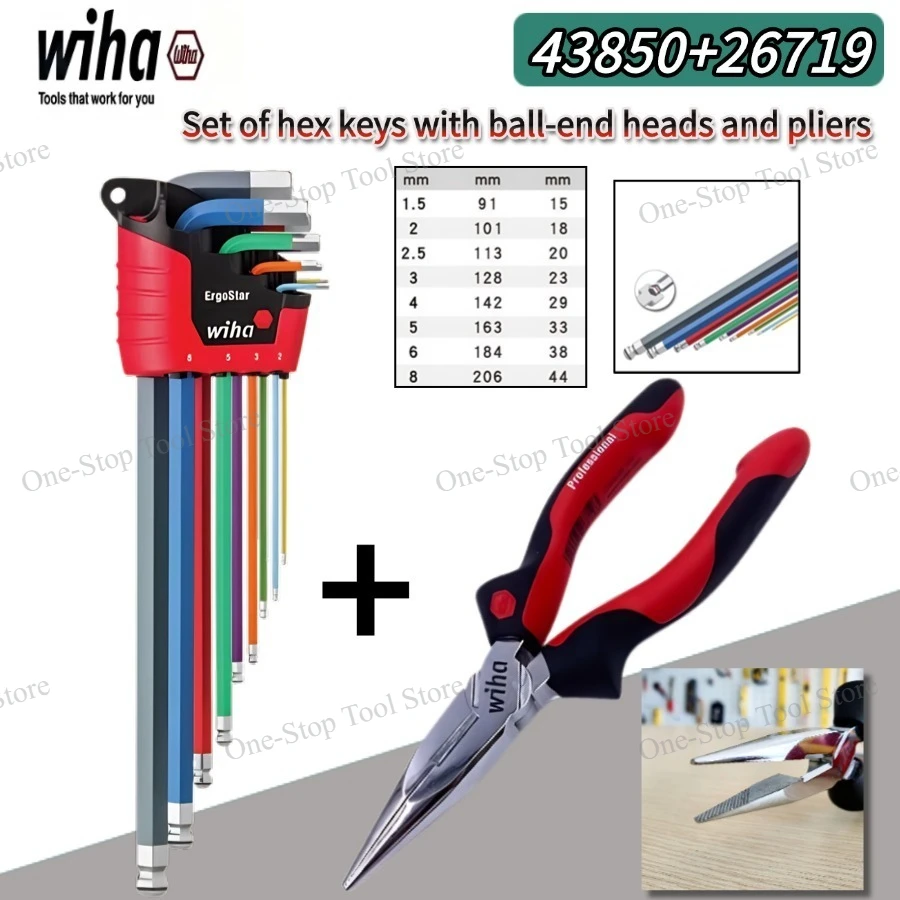 WIHA 43850 9Pcs Hex L Key Set, Free 1PC Wire Stripping Pliers 26707/43334/26719 Electric Repair Tools,26707/43334/26719
WIHA 43850 9Pcs Hex L Key Set, Free 1PC Wire Stripping Pliers 26707/43334/26719 Electric Repair Tools,26707/43334/26719