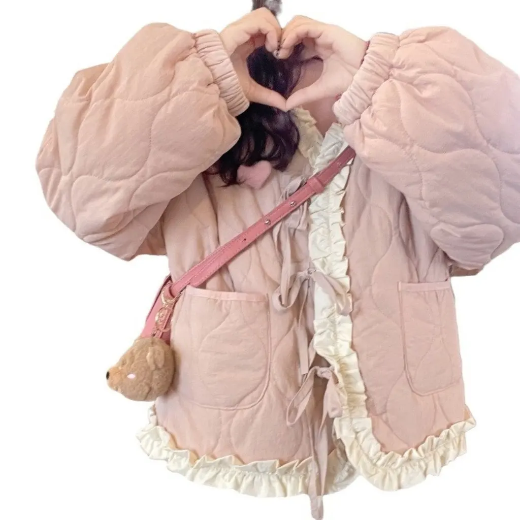 Winter Ins Lace Cotton-Padded Coat for Women V-Neck Loose Fleece-Lined Thickened Lamb Wool Trendy Jacket for Students 
Winter Ins Lace Cotton-Padded Coat for Women V-Neck Loose Fleece-Lined Thickened Lamb Wool Trendy Jacket for Students