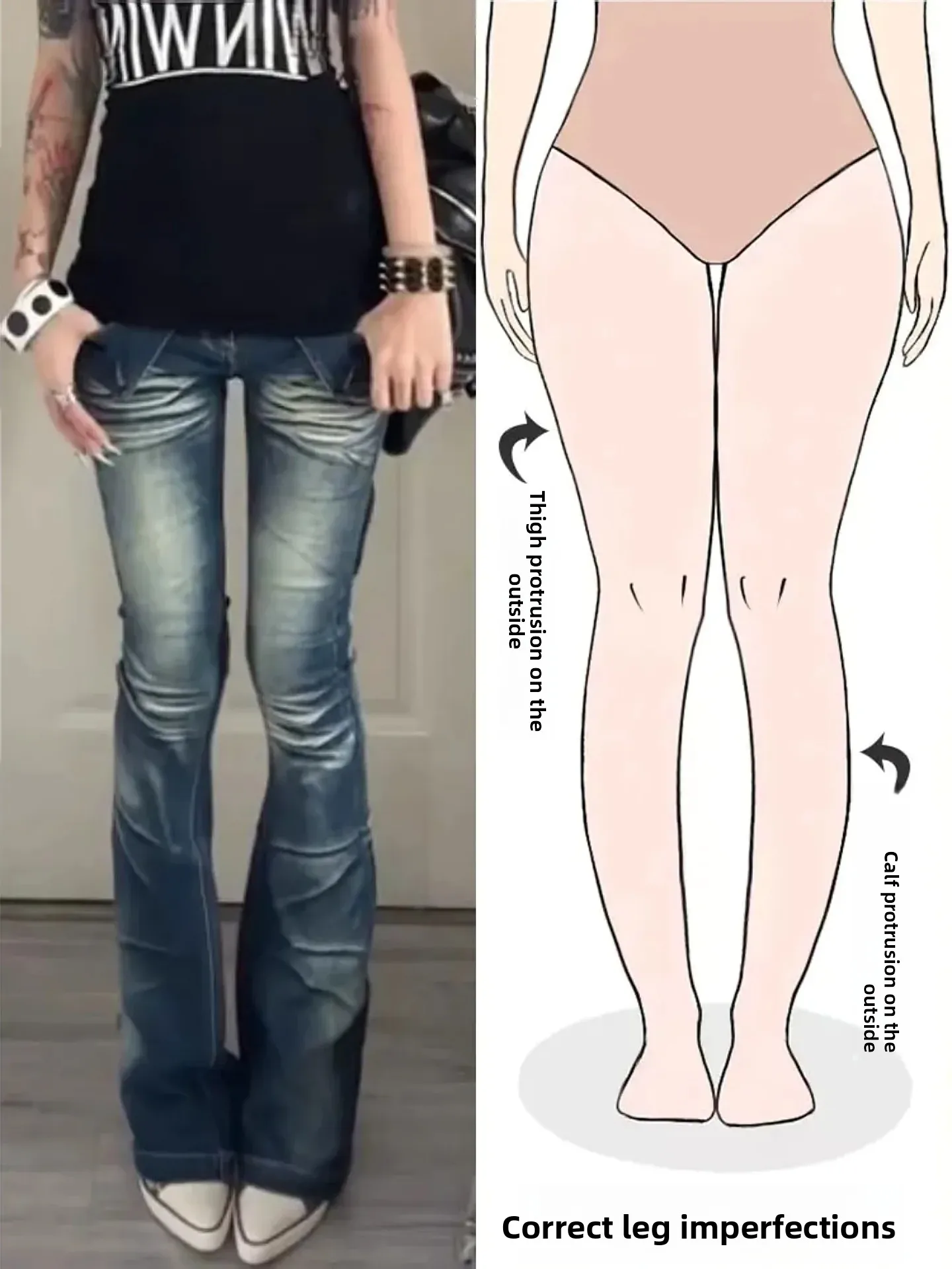 Low Waist Bell Bottom Denim Jeans Women's Retro Faded Slimming Long Trousers Pear Shaped Body American Style
Low Waist Bell Bottom Denim Jeans Women's Retro Faded Slimming Long Trousers Pear Shaped Body American Style
