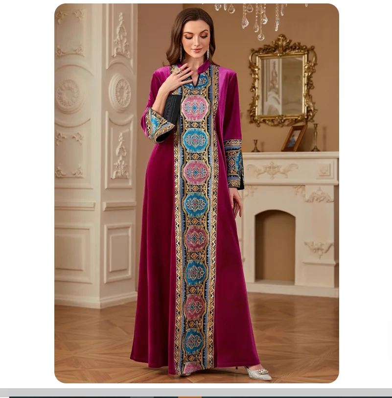 Middle East Saudi Arabia Robe Gold Velvet Embroidered Long Skirt Split Dress
Middle East Saudi Arabia Robe Gold Velvet Embroidered Long Skirt Split Dress