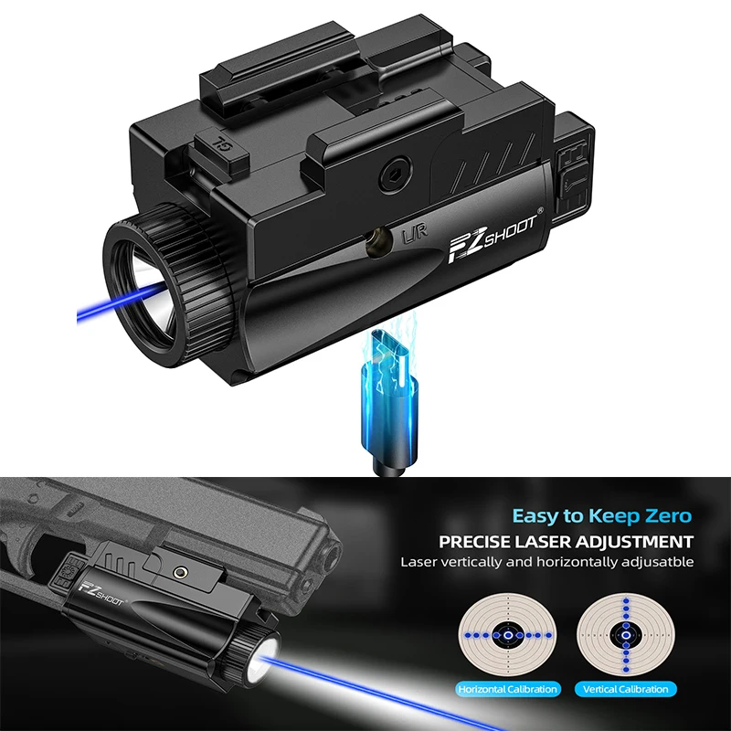 EZshoot 1000 Lumen Tactical Flashlight Pistol Light Red/Blue Laser Combo with Slid Rail Compatible with G-lock & Picatinny Rail
EZshoot 1000 Lumen Tactical Flashlight Pistol Light Red/Blue Laser Combo with Slid Rail Compatible with G-lock & Picatinny Rail