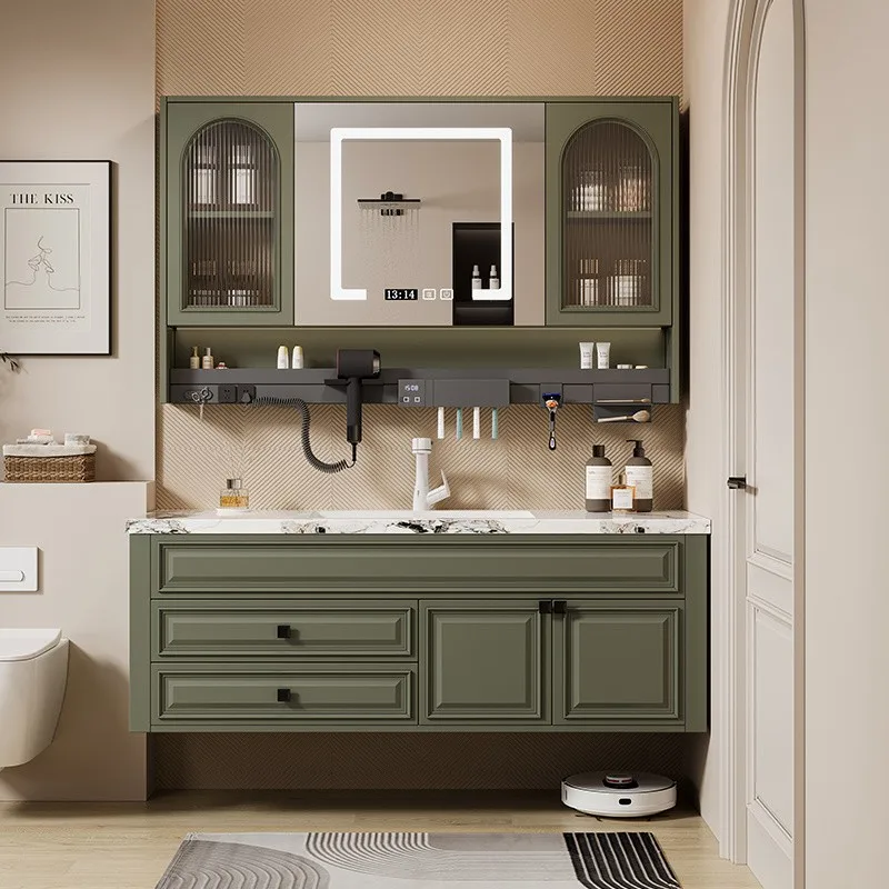 American bathroom cabinet combination rock slab seamless integrated basin French bathroom solid wood washstand face wash
American bathroom cabinet combination rock slab seamless integrated basin French bathroom solid wood washstand face wash
