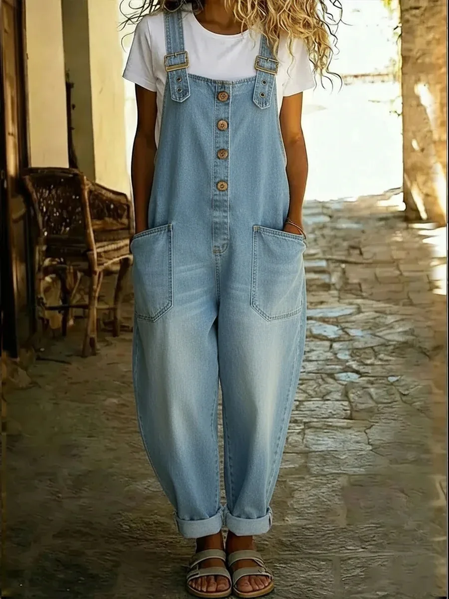 Vintage Fashion High Waist Denim Jumpsuits Women High Street Trend Pockets Button Design Versatile Jeans Loose Casual Overalls
Vintage Fashion High Waist Denim Jumpsuits Women High Street Trend Pockets Button Design Versatile Jeans Loose Casual Overalls