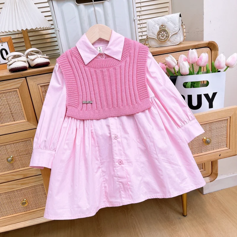080Girls' Autumn Winter New Children's Clothing Shirt Dress and Knitted Vest Two-Piece Set
080Girls' Autumn Winter New Children's Clothing Shirt Dress and Knitted Vest Two-Piece Set