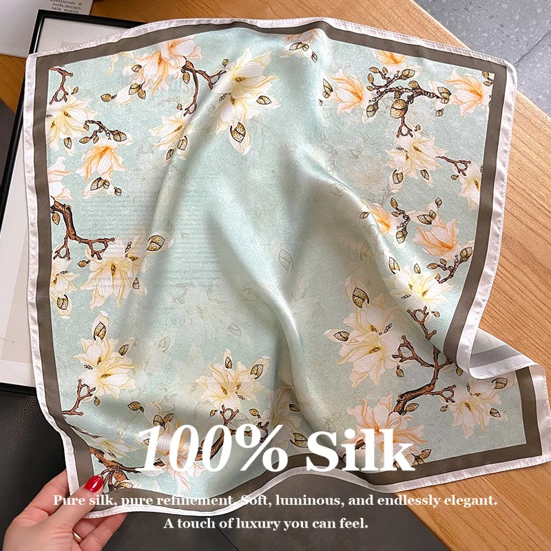 100% Real Silk Scarf Women 53x53cm Square Neck Scarf Floral Print Hair Bandana Small Head Scarf Neckerchief Female Foulard Wrap
100% Real Silk Scarf Women 53x53cm Square Neck Scarf Floral Print Hair Bandana Small Head Scarf Neckerchief Female Foulard Wrap