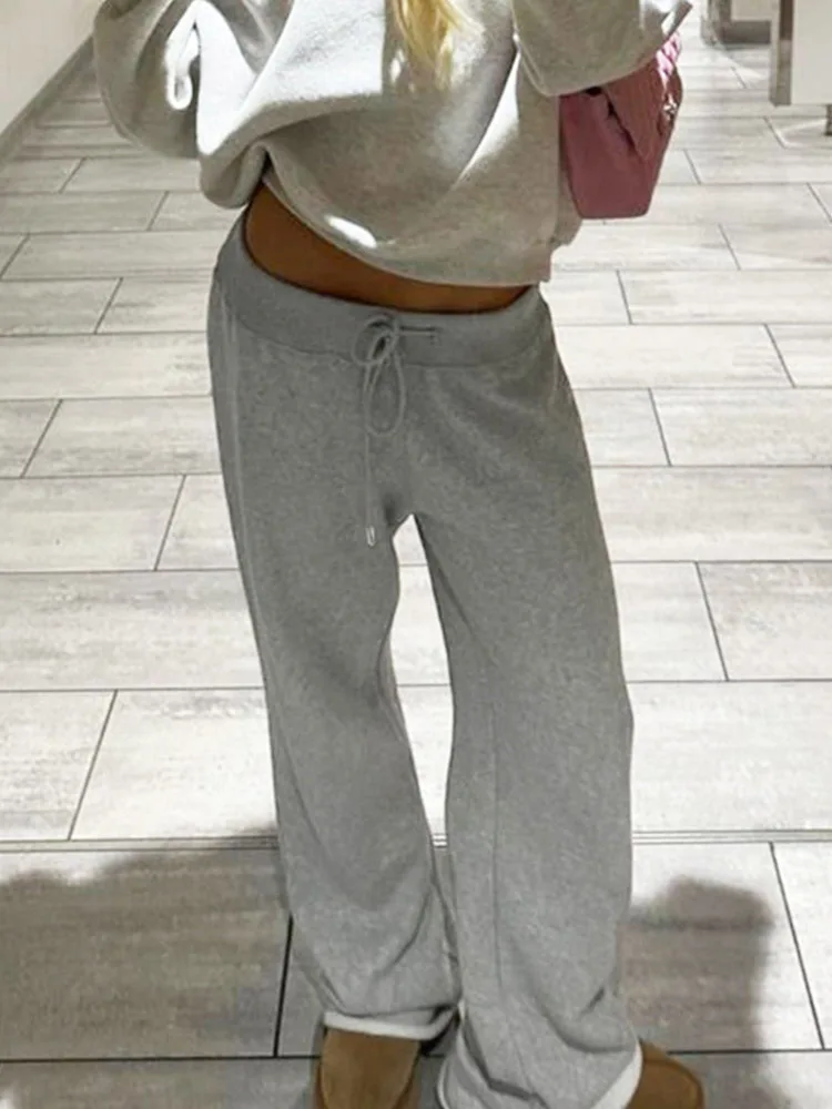 Solid color basic style simple straight leg pants pocket drawstring high waist casual loose women's sports jogging pants
Solid color basic style simple straight leg pants pocket drawstring high waist casual loose women's sports jogging pants