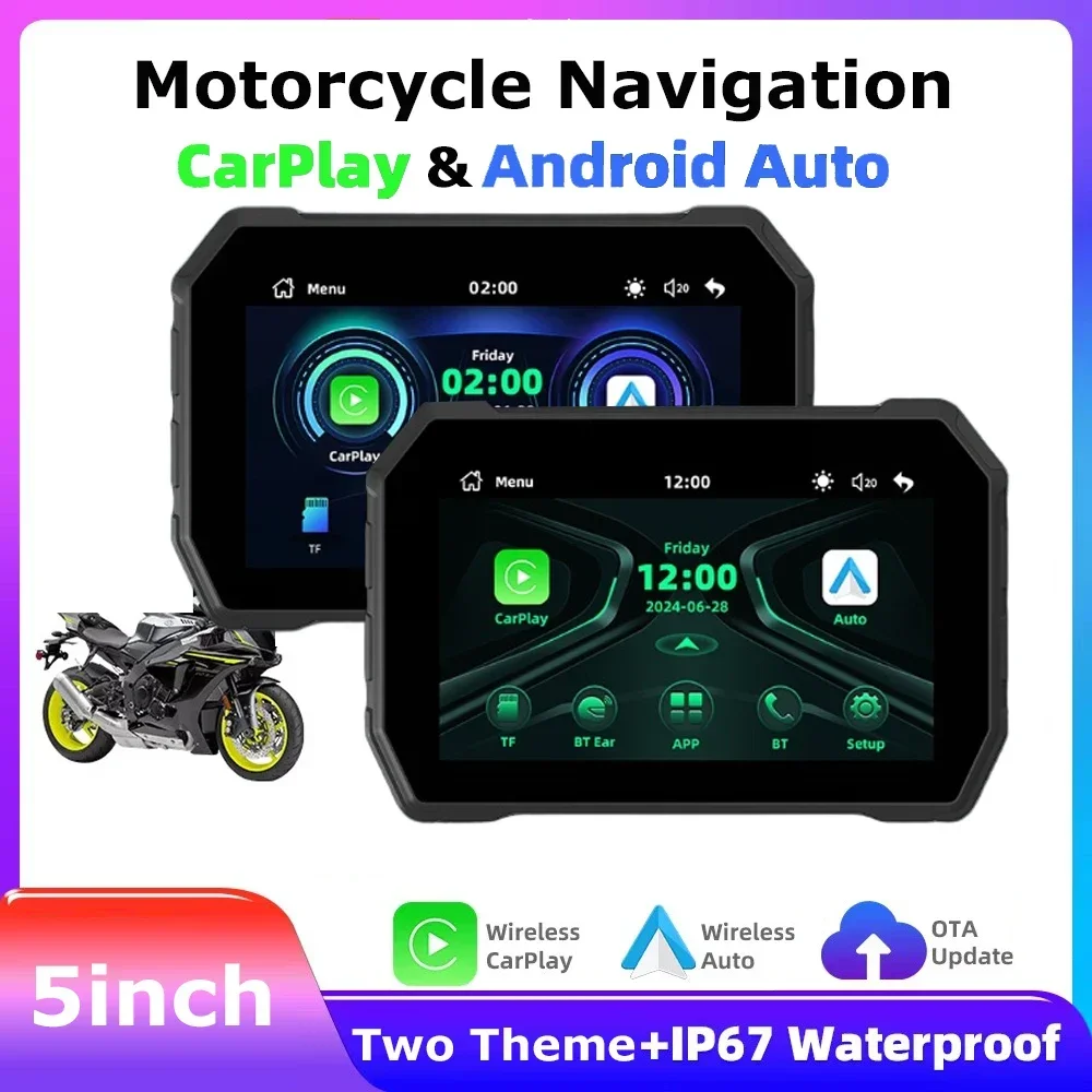 5 inch Wireless CarPlay Moto Android Auto Portable Digital Motorcycle Dashboard GPS Motorcycle Navigation Display Screen
5 inch Wireless CarPlay Moto Android Auto Portable Digital Motorcycle Dashboard GPS Motorcycle Navigation Display Screen