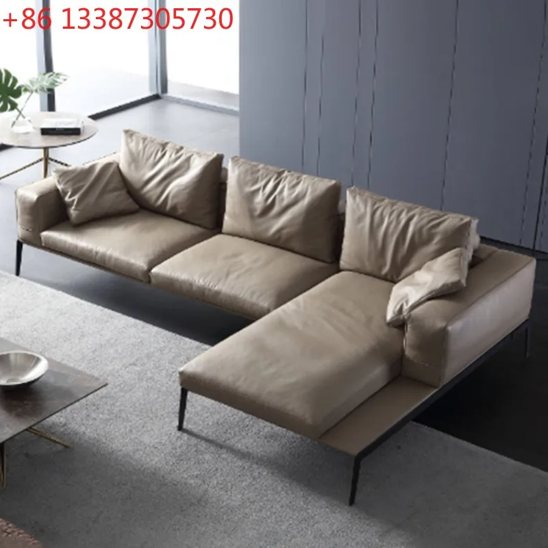 Italian minimalist leather sofa top layer high feet straight row
Italian minimalist leather sofa top layer high feet straight row