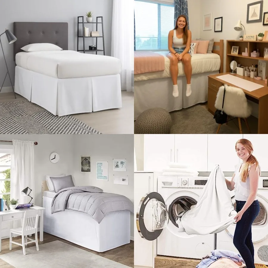 Pleated College Dorm Bed Skirt Luxury Microfiber, Twin XL (39x80) with Split Corners, 21" Long Drop, Hotel-Quality 1800 Ultra-Soft Dust Ruffle, White
Pleated College Dorm Bed Skirt Luxury Microfiber, Twin XL (39x80) with Split Corners, 21" Long Drop, Hotel-Quality 1800 Ultra-Soft Dust Ruffle, White