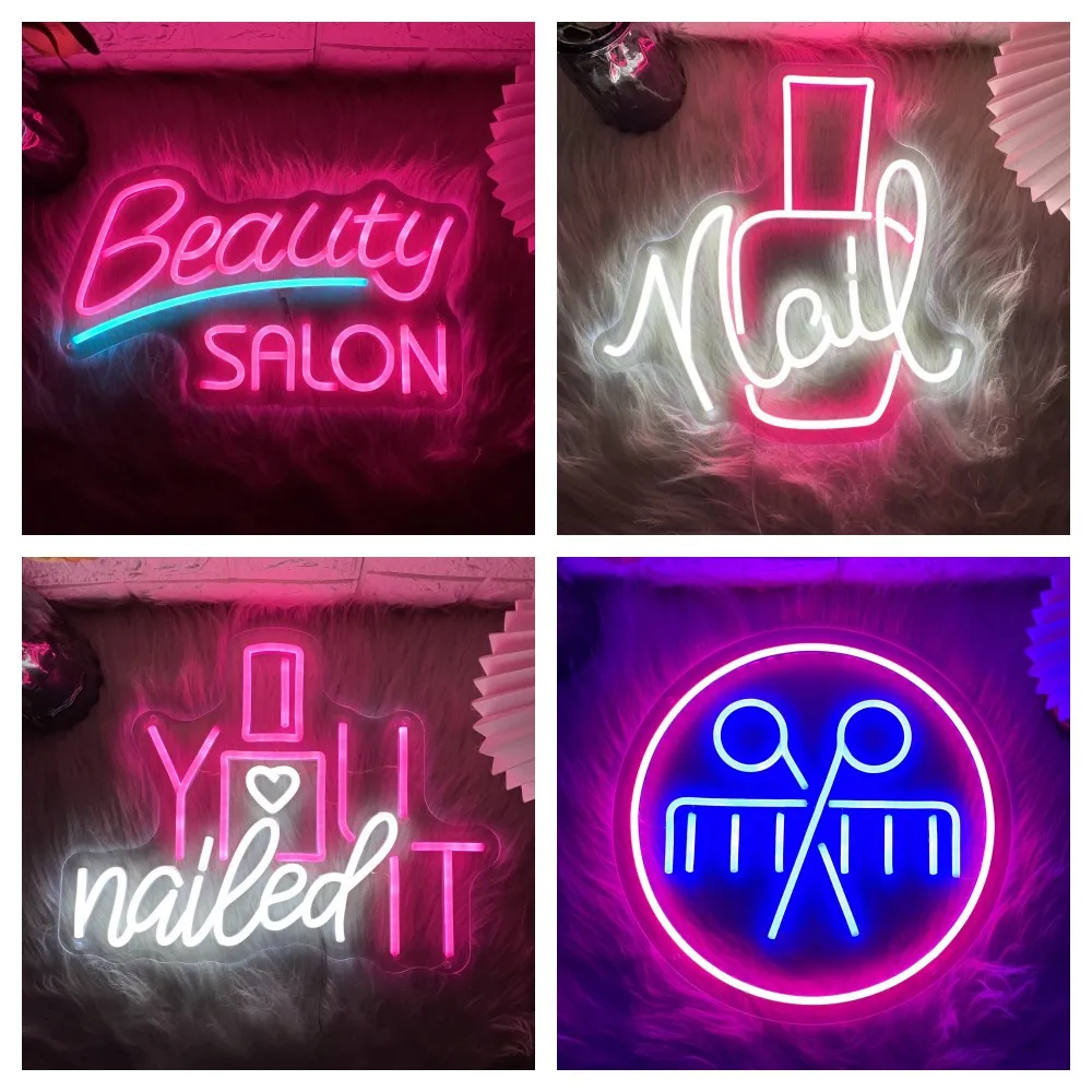 Nails Salon LED Neon Sign Beauty Hair Salon Decor Nails Shop Neon Lights USB Beauty Room Bedroom Decoration Business Signboard
Nails Salon LED Neon Sign Beauty Hair Salon Decor Nails Shop Neon Lights USB Beauty Room Bedroom Decoration Business Signboard