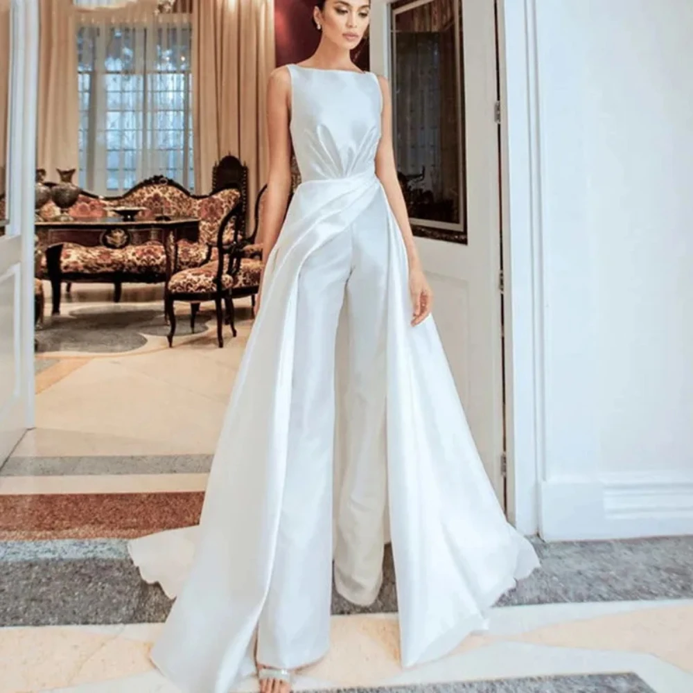 Luxury White Satin Wedding Dress for Woman Simple O-Neck Sleeveless Bridal Gowns Classic Backless Zipper Vestido De Novia W10361
Luxury White Satin Wedding Dress for Woman Simple O-Neck Sleeveless Bridal Gowns Classic Backless Zipper Vestido De Novia W10361