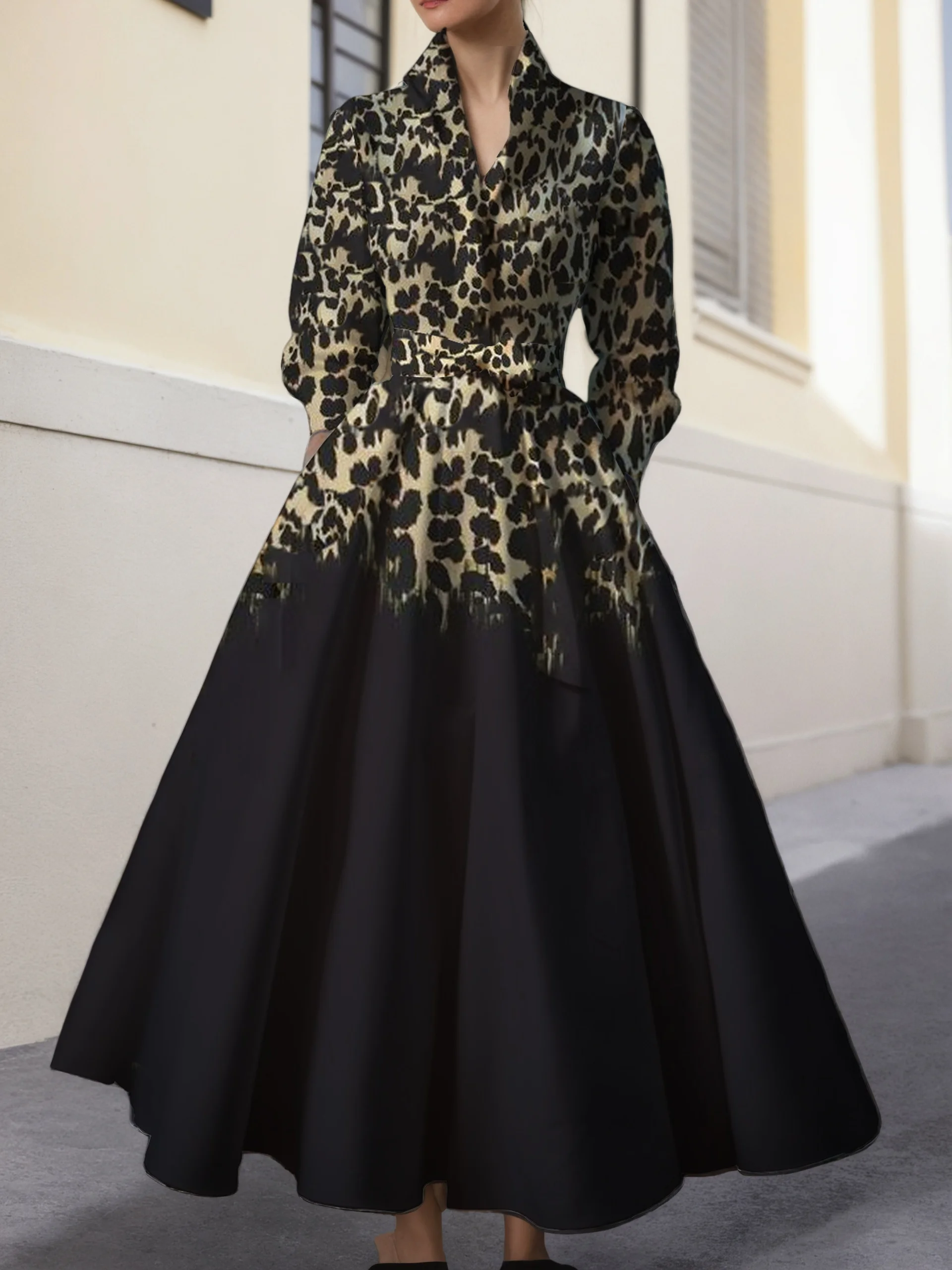 Retro Leopard Dress for Women Pleated A-Line Dress with Belt Turn Down Collar Evening Elegant Long Sleeve Vintage Maxi Dress
Retro Leopard Dress for Women Pleated A-Line Dress with Belt Turn Down Collar Evening Elegant Long Sleeve Vintage Maxi Dress