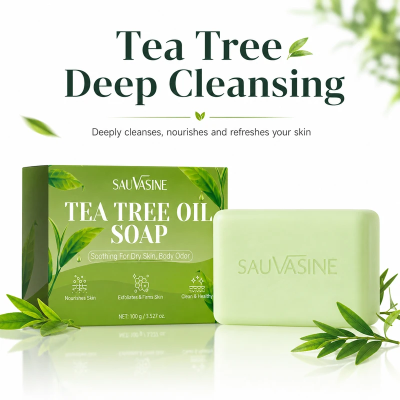 Tea Tree Oil Fragrance Soap Bar Fresh Herbal Scent Deep Cleansing Moisturizing Bath Soap for Face Body Hands All Skin Types 100g
Tea Tree Oil Fragrance Soap Bar Fresh Herbal Scent Deep Cleansing Moisturizing Bath Soap for Face Body Hands All Skin Types 100g