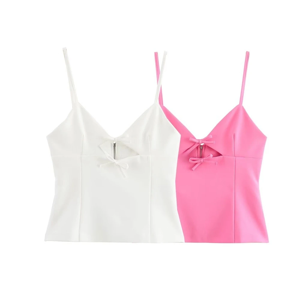 PB&ZA Women's 2024 Summer New French Style Elegant and Simple Solid Color Bow Decoration Slimming Strap Top
PB&ZA Women's 2024 Summer New French Style Elegant and Simple Solid Color Bow Decoration Slimming Strap Top