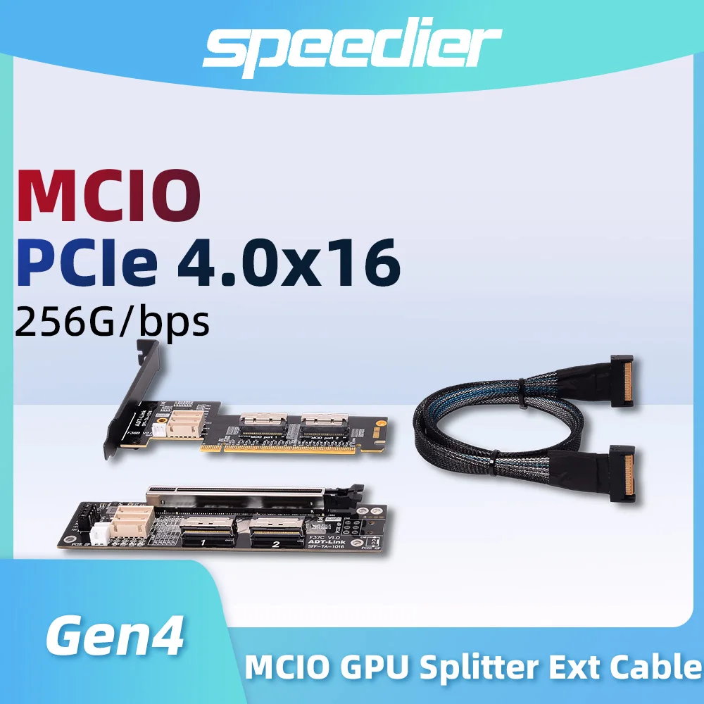 PCIe 4.0 X16 MCIO Graphics Card GPU Split Cable One-to-Two X8 Dual Split Into X8x8 Motherboard Bifurcation PCI-E Gen4 256G/bps
PCIe 4.0 X16 MCIO Graphics Card GPU Split Cable One-to-Two X8 Dual Split Into X8x8 Motherboard Bifurcation PCI-E Gen4 256G/bps