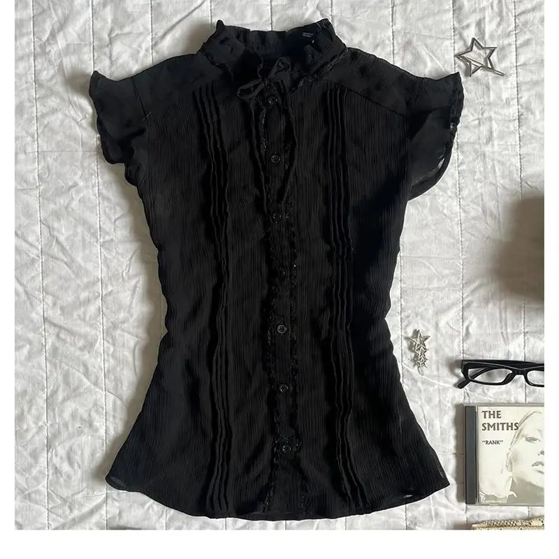 2025 Spring Summer New Wine Red Ruffle Collar Shirt Women Vintage Design Slim Fit Casual Tops Elegant Style korea Fashion Tops
2025 Spring Summer New Wine Red Ruffle Collar Shirt Women Vintage Design Slim Fit Casual Tops Elegant Style korea Fashion Tops