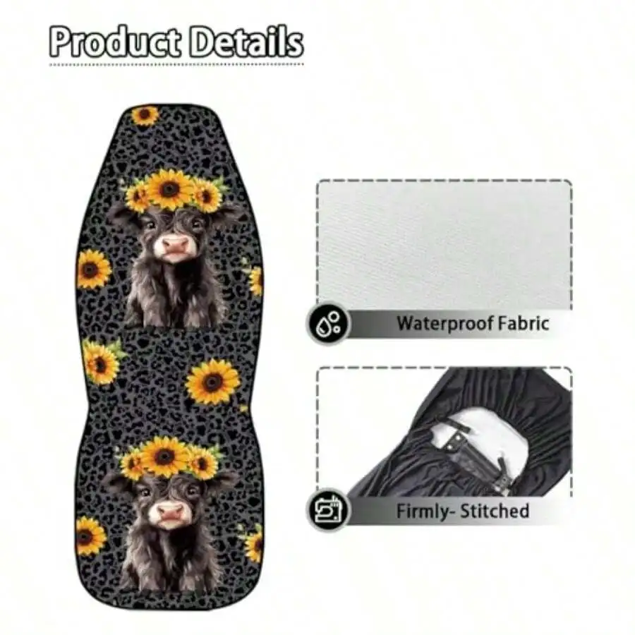Black Leopard Print Car Seat Covers Highland Cow Sunflower Design Waterproof Universal Front Seat Covers For Adults
Black Leopard Print Car Seat Covers Highland Cow Sunflower Design Waterproof Universal Front Seat Covers For Adults