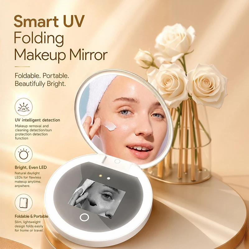 TJMIR Portable Travel LED Makeup Mirror 2.4 Inch Mini Folding Sunscreen Detection Mirror for Home Outdoor Use
TJMIR Portable Travel LED Makeup Mirror 2.4 Inch Mini Folding Sunscreen Detection Mirror for Home Outdoor Use