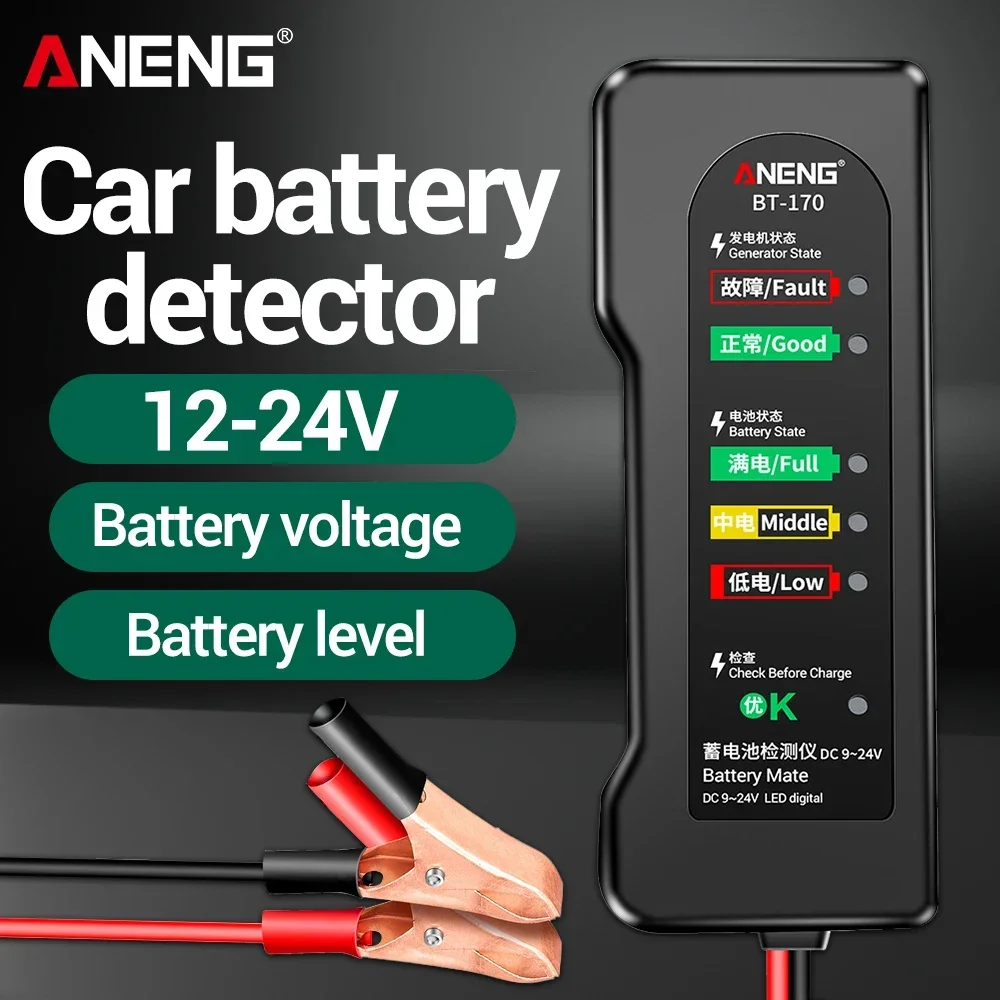 ANENG BT-170 Car Battery Tester Motorcycle Fault Detector Tester Digital Alternator Tester 12V Car Diagnostic Tool Auto Repair
ANENG BT-170 Car Battery Tester Motorcycle Fault Detector Tester Digital Alternator Tester 12V Car Diagnostic Tool Auto Repair